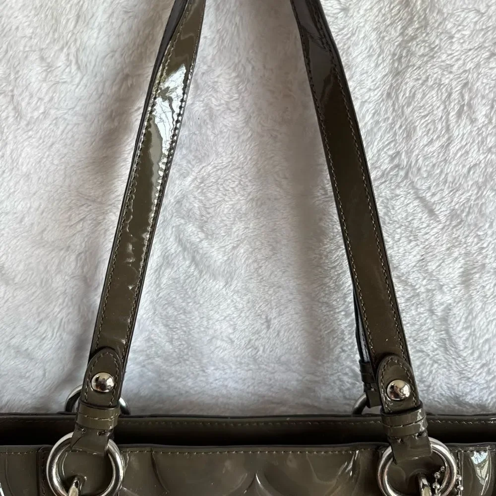 Coach Signature C Embossed Patent Leather Tote